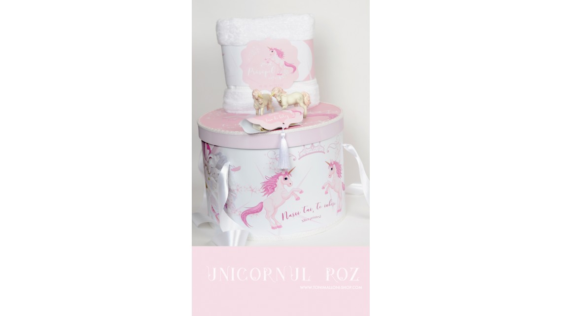 Trusou de  botez cu unicorni roz pentru fete, set complet biserica, Unicornul Roz 7